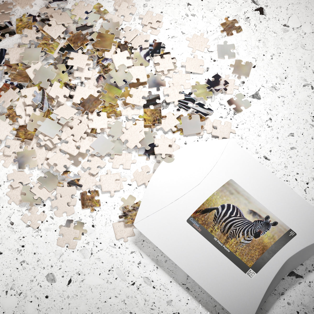 Zebra in Grassland Jigsaw Puzzle — Wildlife Photo Puzzle (110/252/520/1014 pcs)