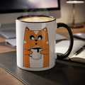 Sleepy Cat Accent Mug — 11/15oz Coffee Cup with Cat Design