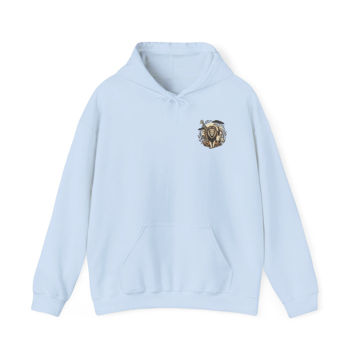 Safari Wildlife Lion Hoodie — Vintage Animal Graphic Pullover