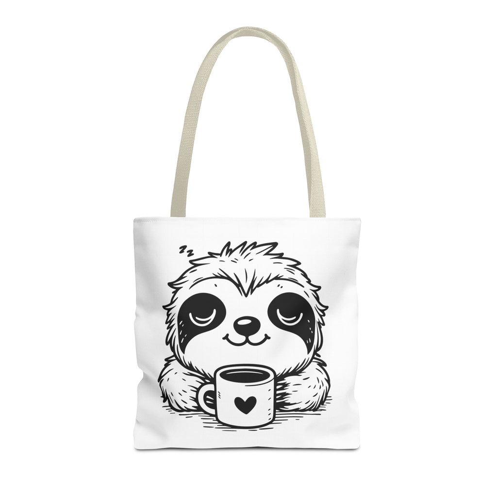 Sloth Coffee Tote Bag — Cute Relaxed Sloth Holding Mug