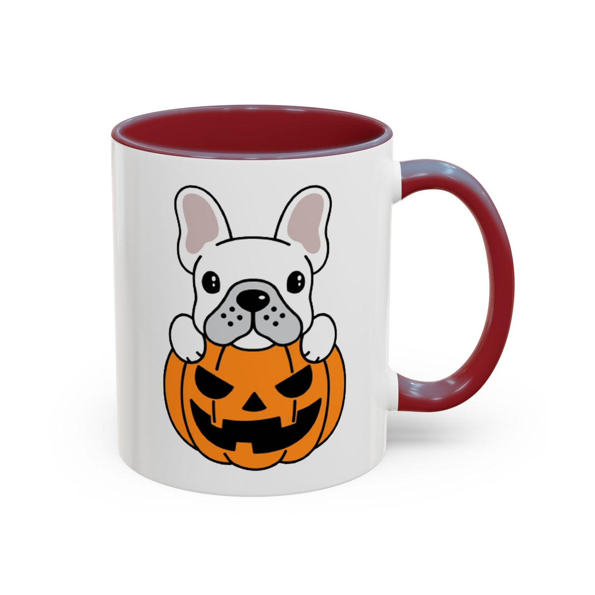 French Bulldog Halloween Coffee Mug – Cute Pup Peeking from Jack-o'-Lantern Accent Mug (11/15oz)