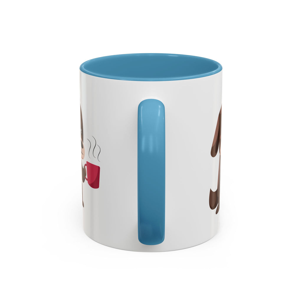 Cute Coffee Dog Mug — Adorable Puppy Holding Coffee Accent Mug (11/15 oz)