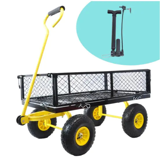 Carriage Steel Cart with Swivel Handle & Detachable Sides