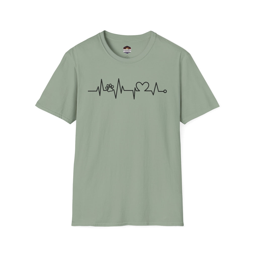 Heartbeat Paw & Heart T-Shirt — Pet Lover EKG Tee