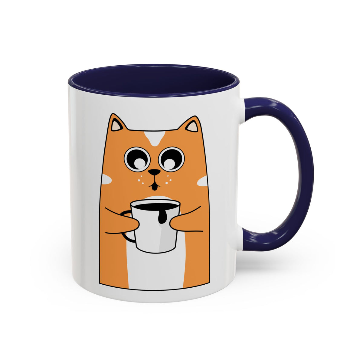 Sleepy Cat Accent Mug — 11/15oz Coffee Cup with Cat Design