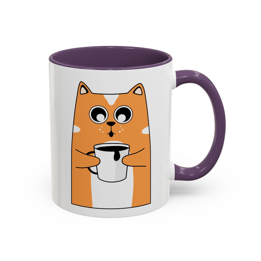 Sleepy Cat Accent Mug — 11/15oz Coffee Cup with Cat Design