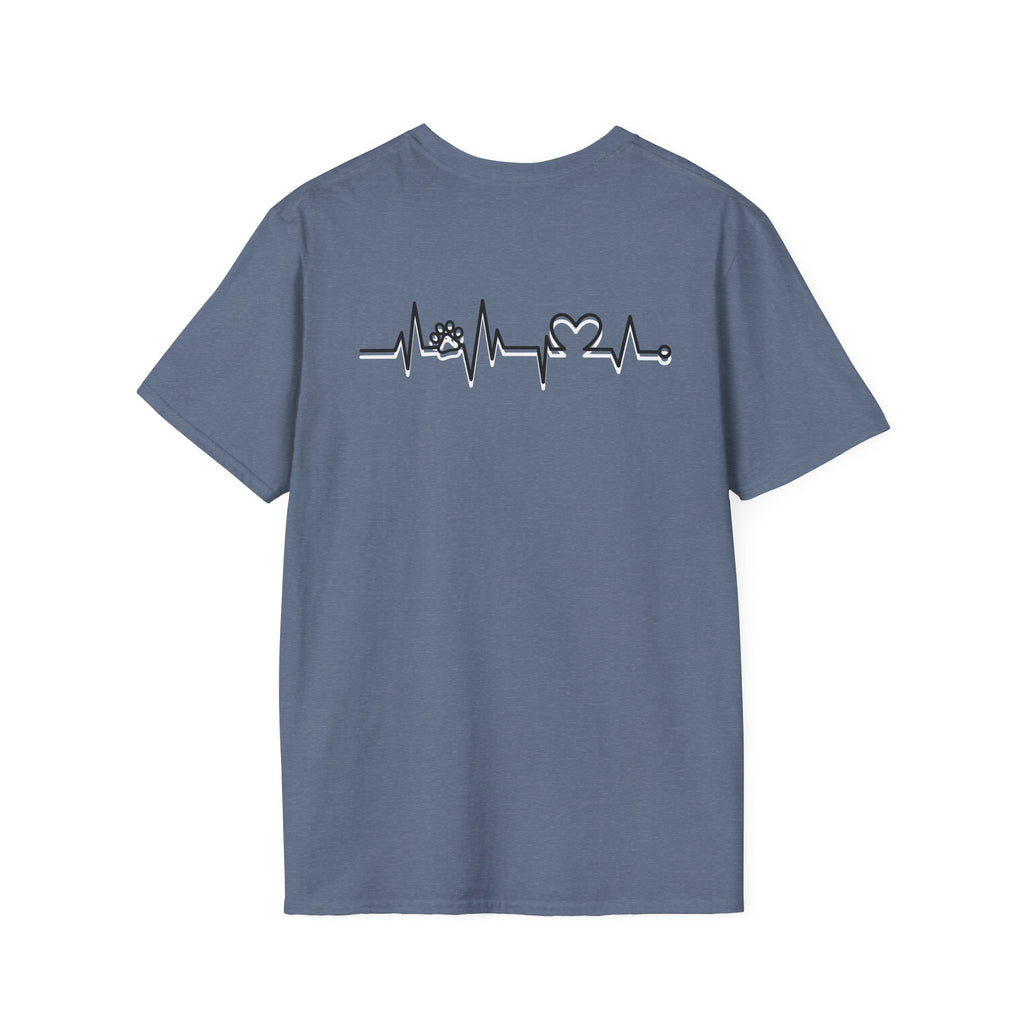 T-Shirt — Paw & Heartbeat EKG Design (Pet Lover Tee)