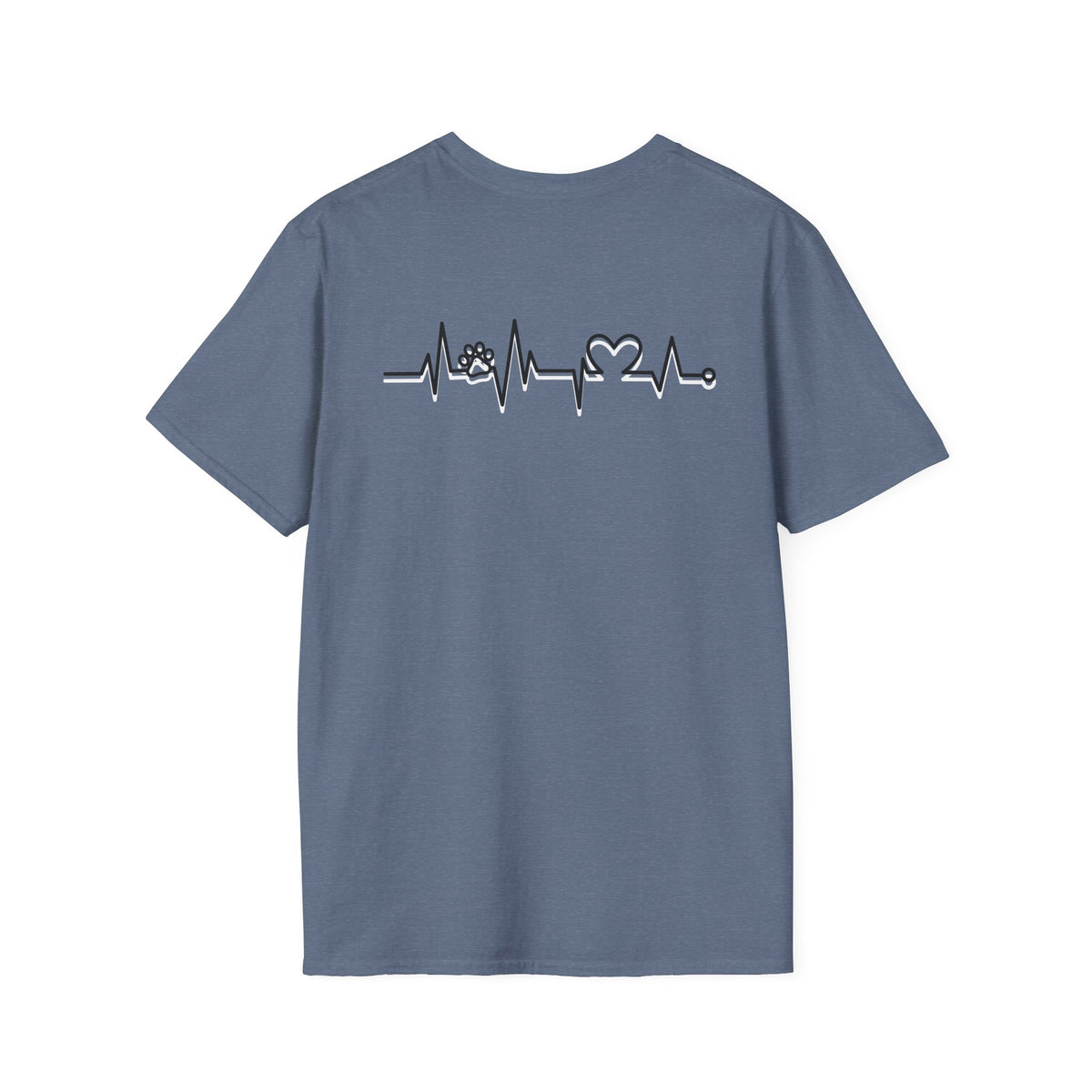 T-Shirt — Paw & Heartbeat EKG Design (Pet Lover Tee)