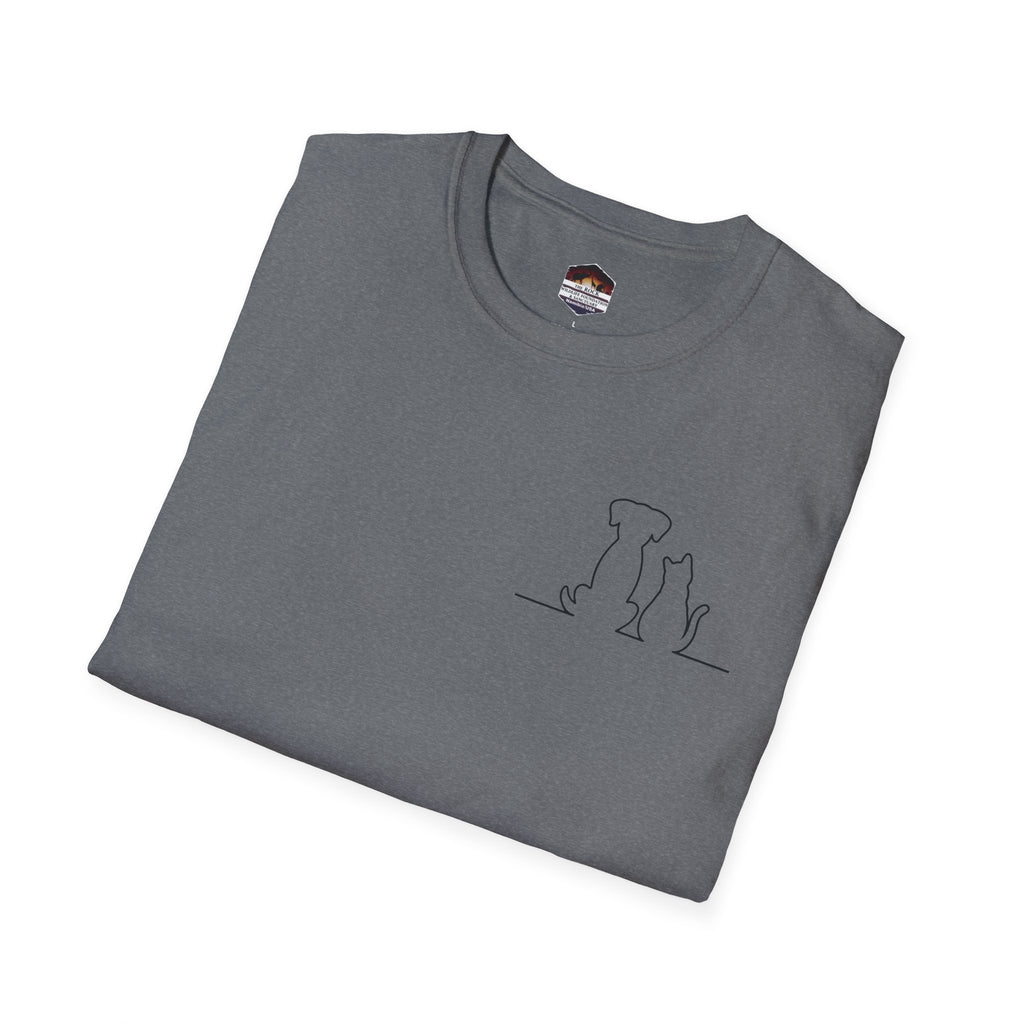Dog and Cat Outline Tee — Minimal Pet Silhouette T-Shirt
