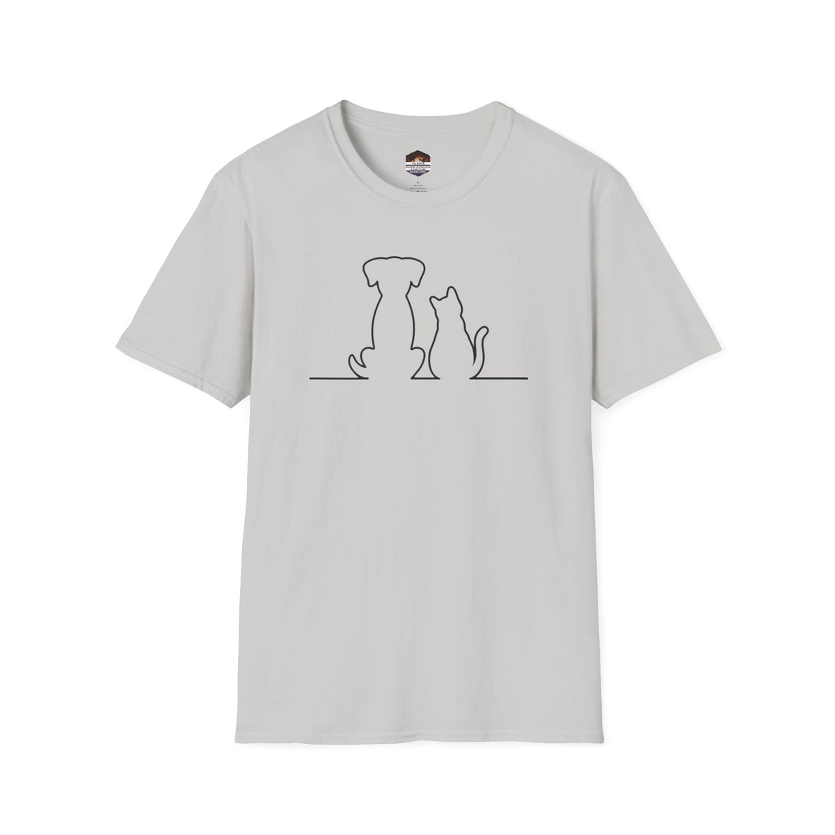 Dog and Cat Line Art T‑Shirt — Minimal Pet Silhouette Tee