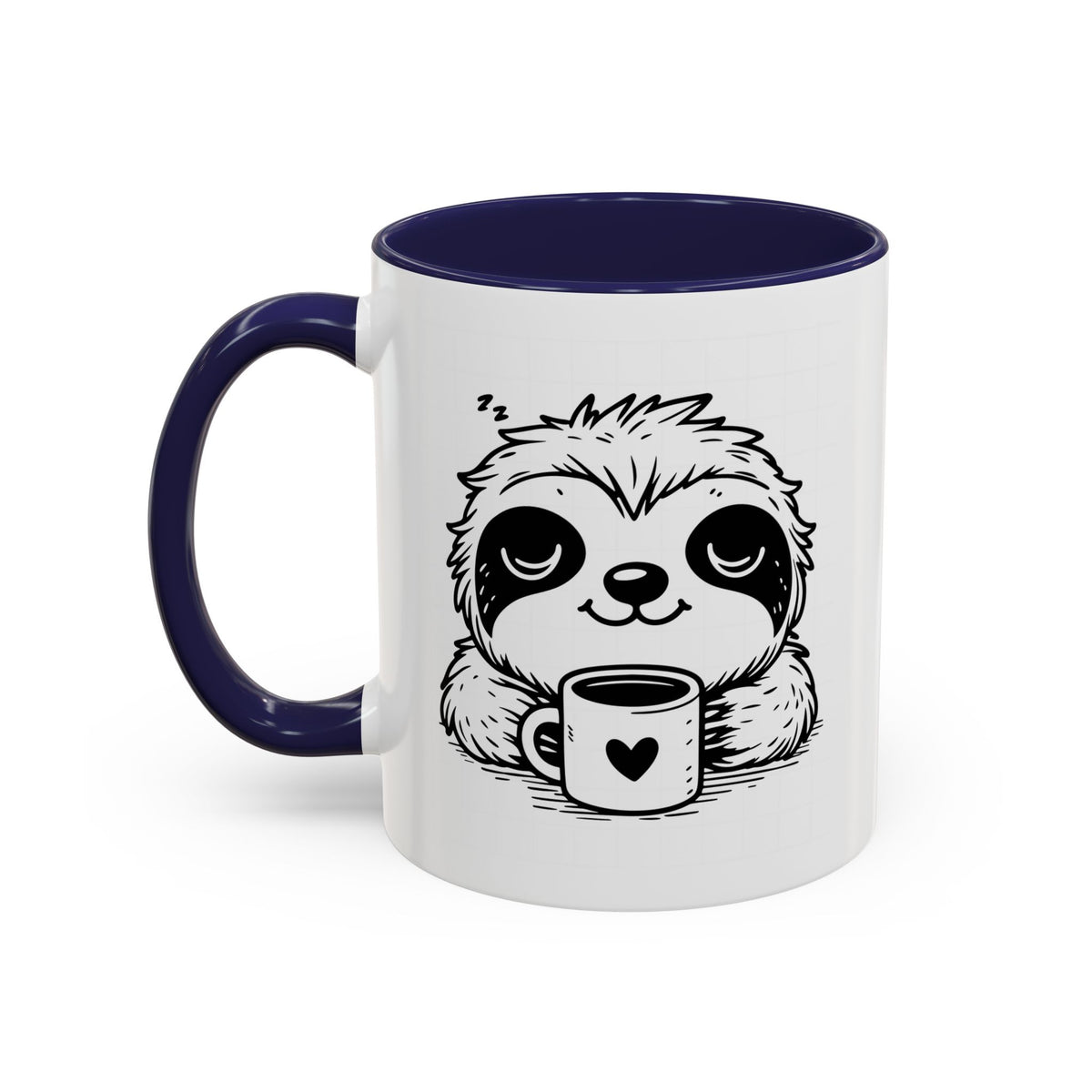 Cute Sloth Coffee Mug (Accent, 11/15oz) — Adorable Cartoon Sloth Holding Coffee Cup