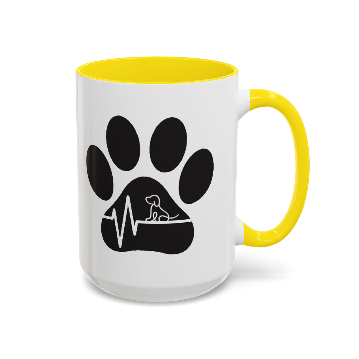 Dog Paw Heartbeat Coffee Mug — Pet Lover Accent Mug (11/15oz)