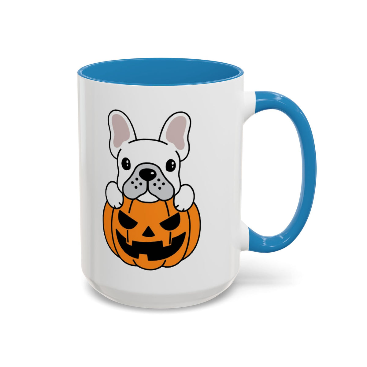 French Bulldog Halloween Coffee Mug – Cute Pup Peeking from Jack-o'-Lantern Accent Mug (11/15oz)