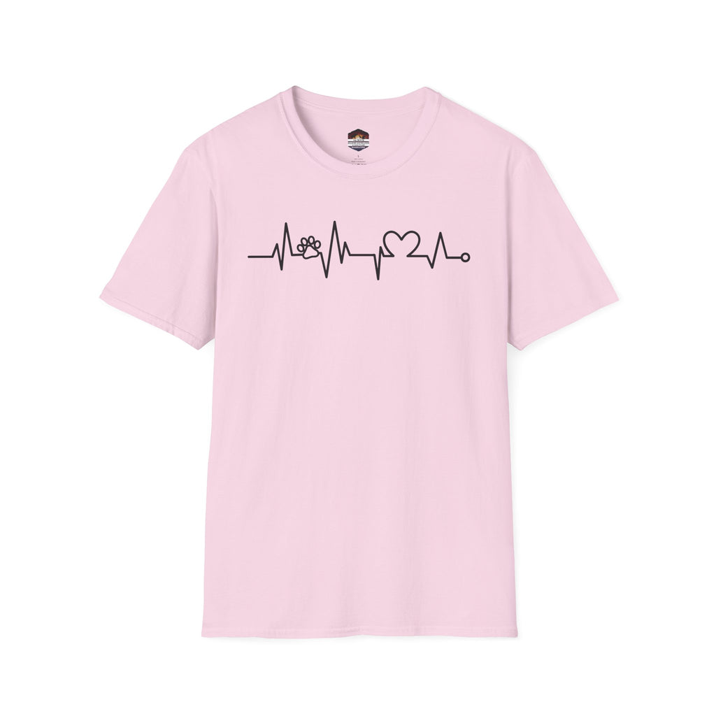 Heartbeat Paw & Heart T-Shirt — Pet Lover EKG Tee