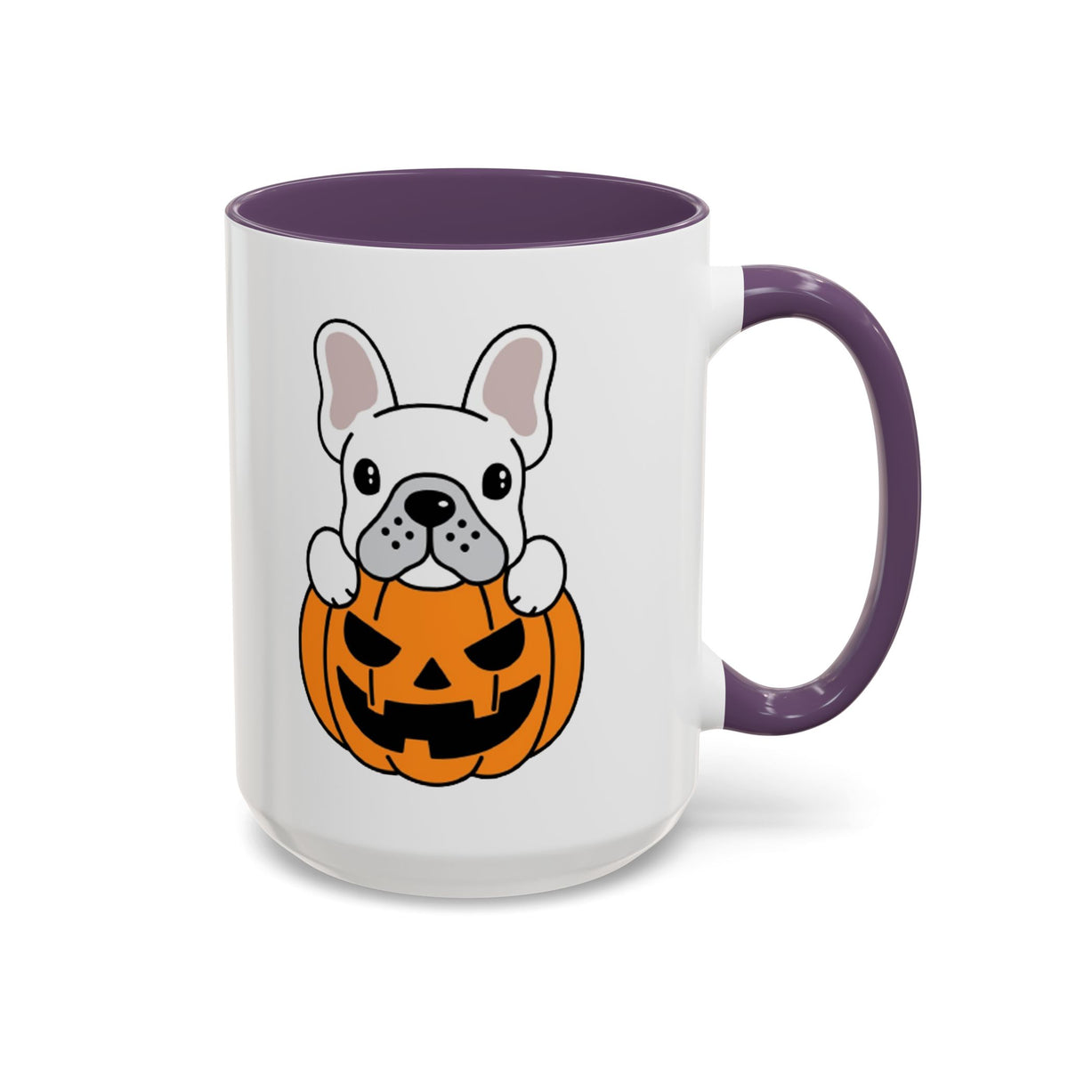 French Bulldog Halloween Coffee Mug – Cute Pup Peeking from Jack-o'-Lantern Accent Mug (11/15oz)