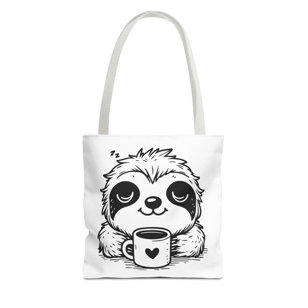 Sloth Coffee Tote Bag — Cute Relaxed Sloth Holding Mug