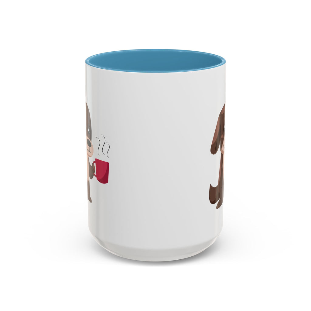 Cute Coffee Dog Mug — Adorable Puppy Holding Coffee Accent Mug (11/15 oz)