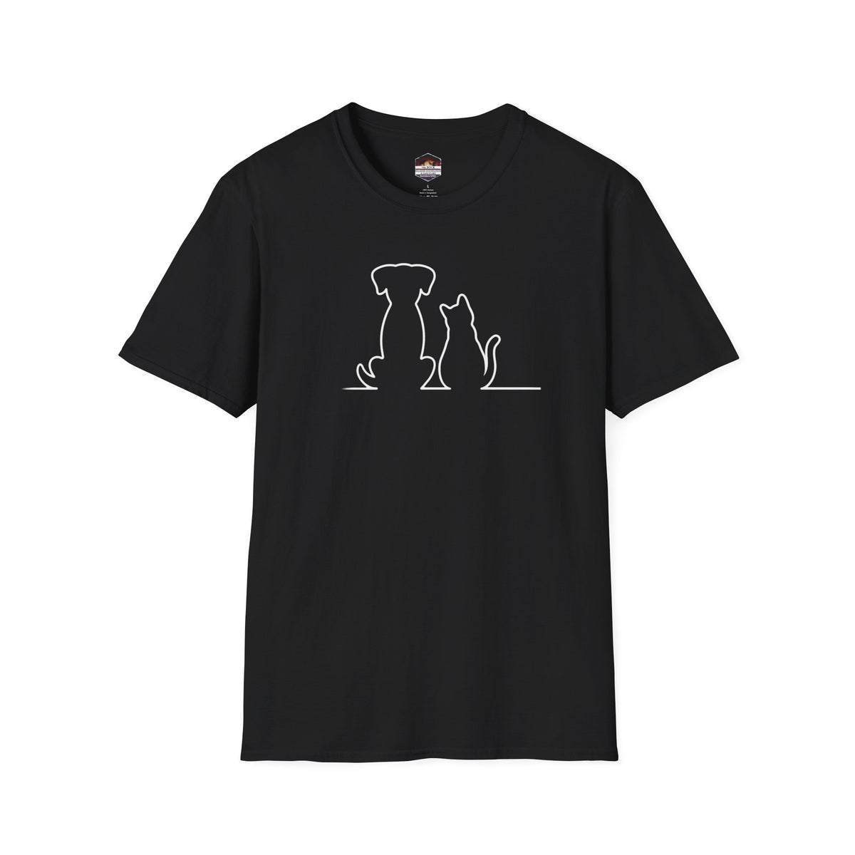Dog and Cat Line Art T‑Shirt — Minimal Pet Silhouette Tee
