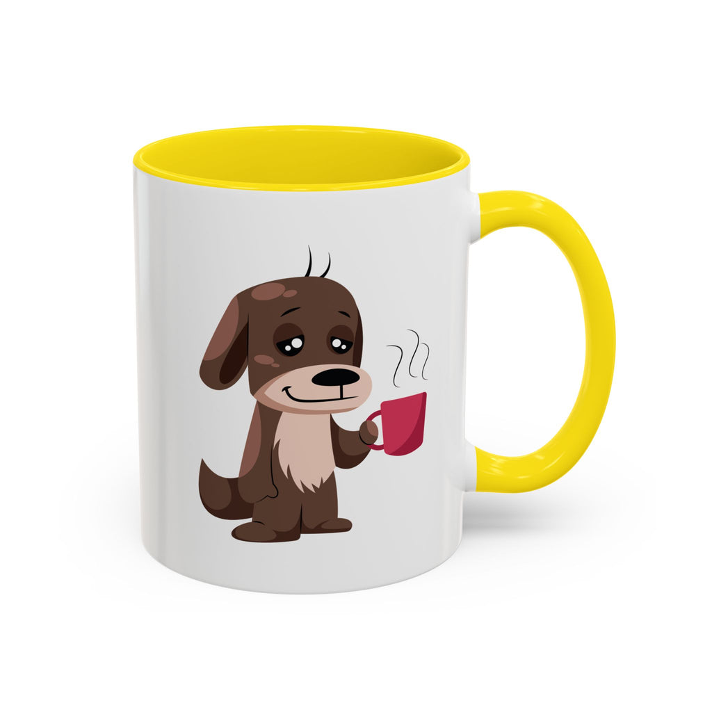Cute Coffee Dog Mug — Adorable Puppy Holding Coffee Accent Mug (11/15 oz)
