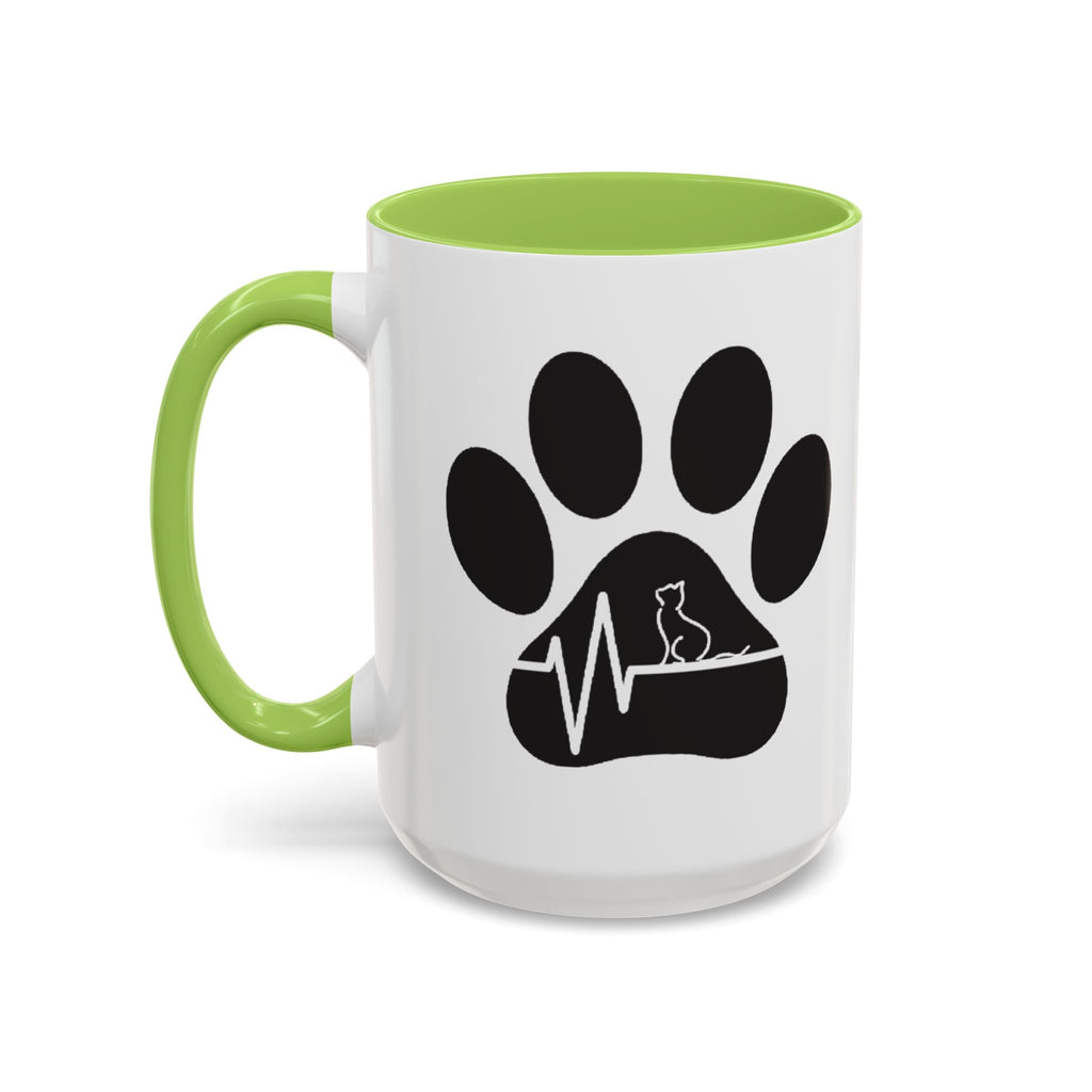 Cat Paw Heartbeat Coffee Mug — Pet Lover Accent Mug (11/15oz)