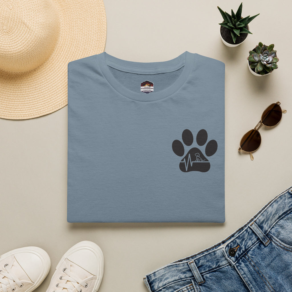 T-Shirt — Paw & Heartbeat EKG Design (Pet Lover Tee)