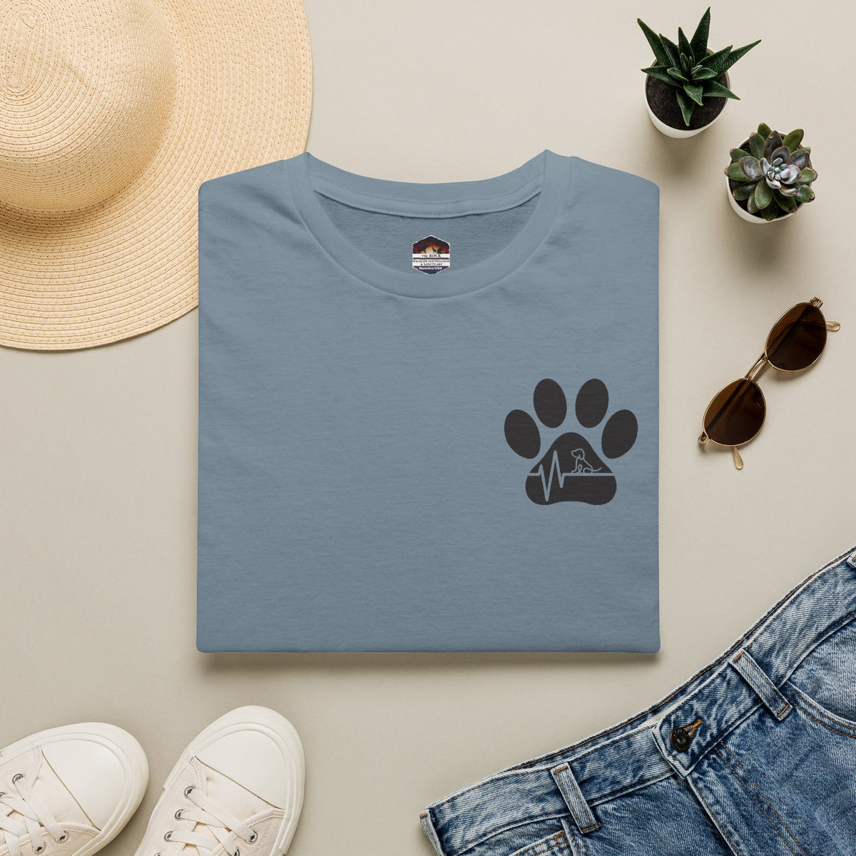 T-Shirt — Paw & Heartbeat EKG Design (Pet Lover Tee)