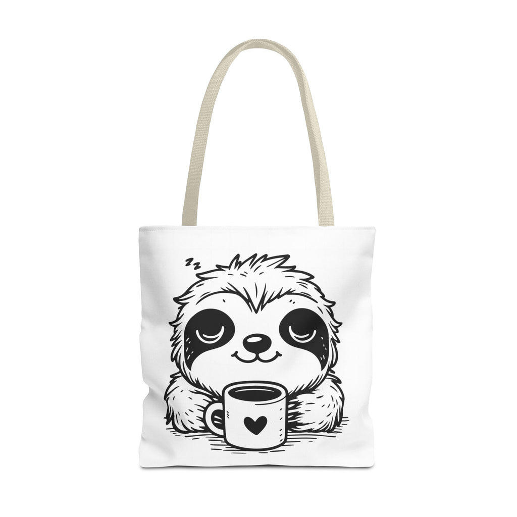 Sloth Coffee Tote Bag — Cute Relaxed Sloth Holding Mug