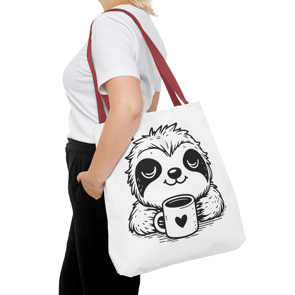 Sloth Coffee Tote Bag — Cute Relaxed Sloth Holding Mug