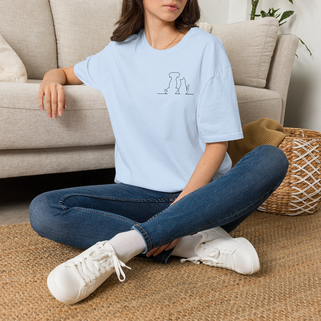Dog and Cat Outline Tee — Minimal Pet Silhouette T-Shirt