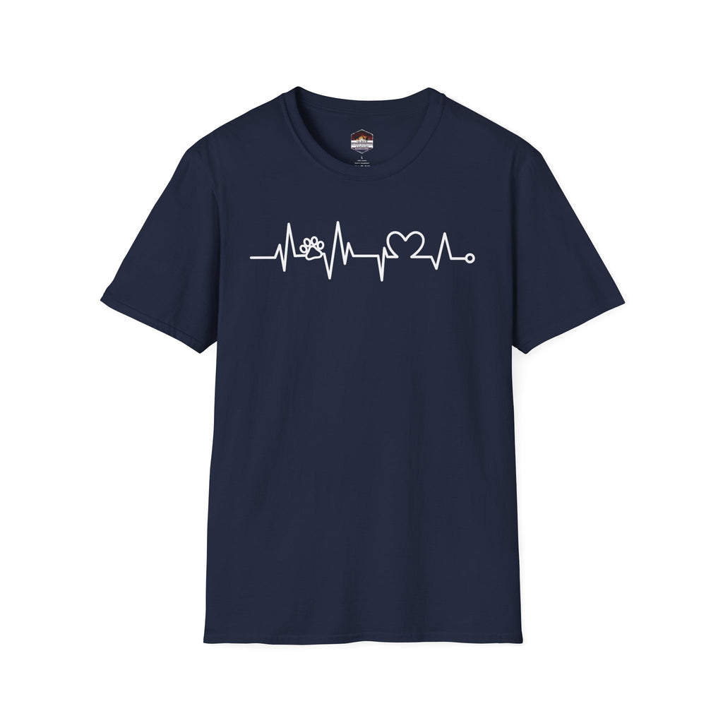 Heartbeat Paw & Heart T-Shirt — Pet Lover EKG Tee