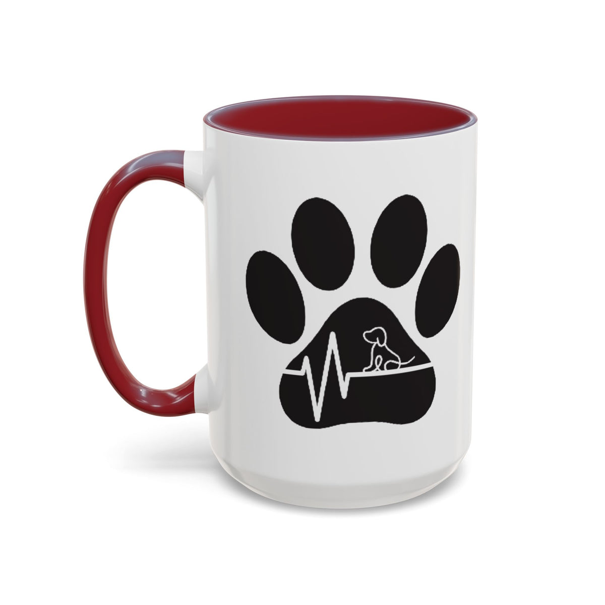 Dog Paw Heartbeat Coffee Mug — Pet Lover Accent Mug (11/15oz)
