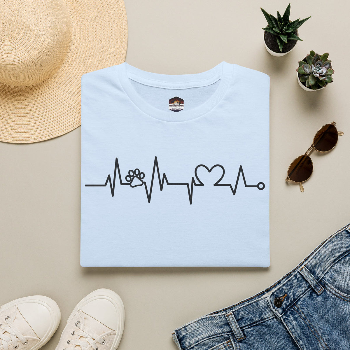 Heartbeat Paw & Heart T-Shirt — Pet Lover EKG Tee
