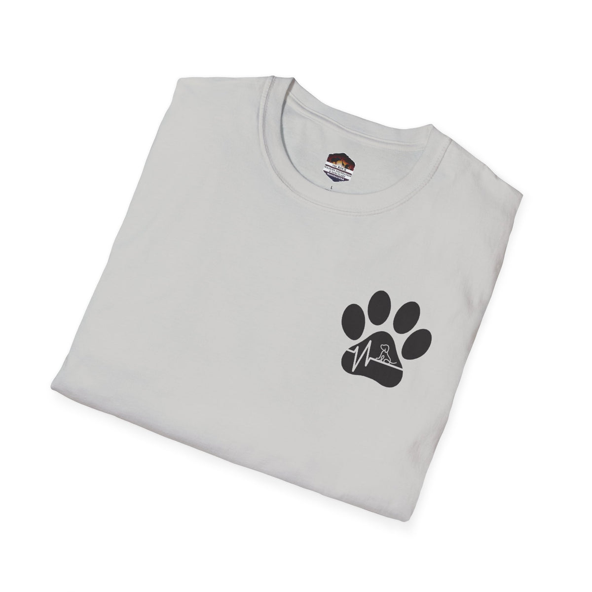 T-Shirt — Paw & Heartbeat EKG Design (Pet Lover Tee)