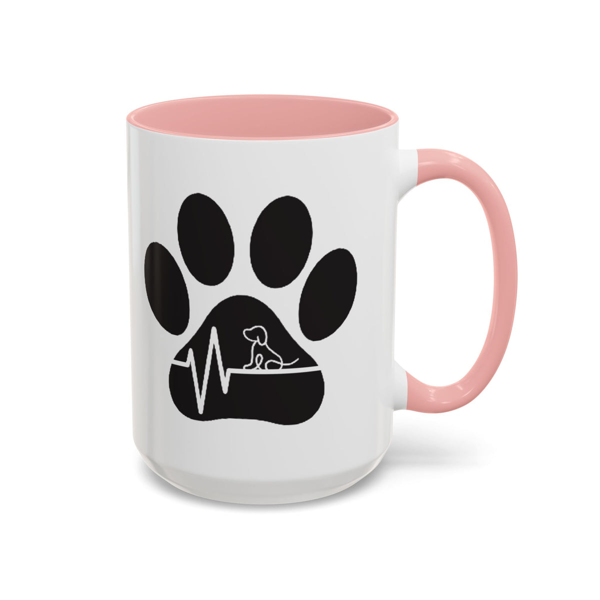 Dog Paw Heartbeat Coffee Mug — Pet Lover Accent Mug (11/15oz)