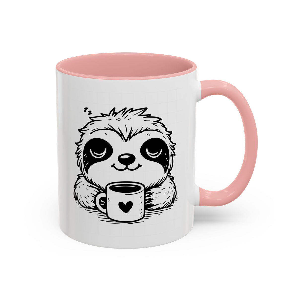 Cute Sloth Coffee Mug (Accent, 11/15oz) — Adorable Cartoon Sloth Holding Coffee Cup