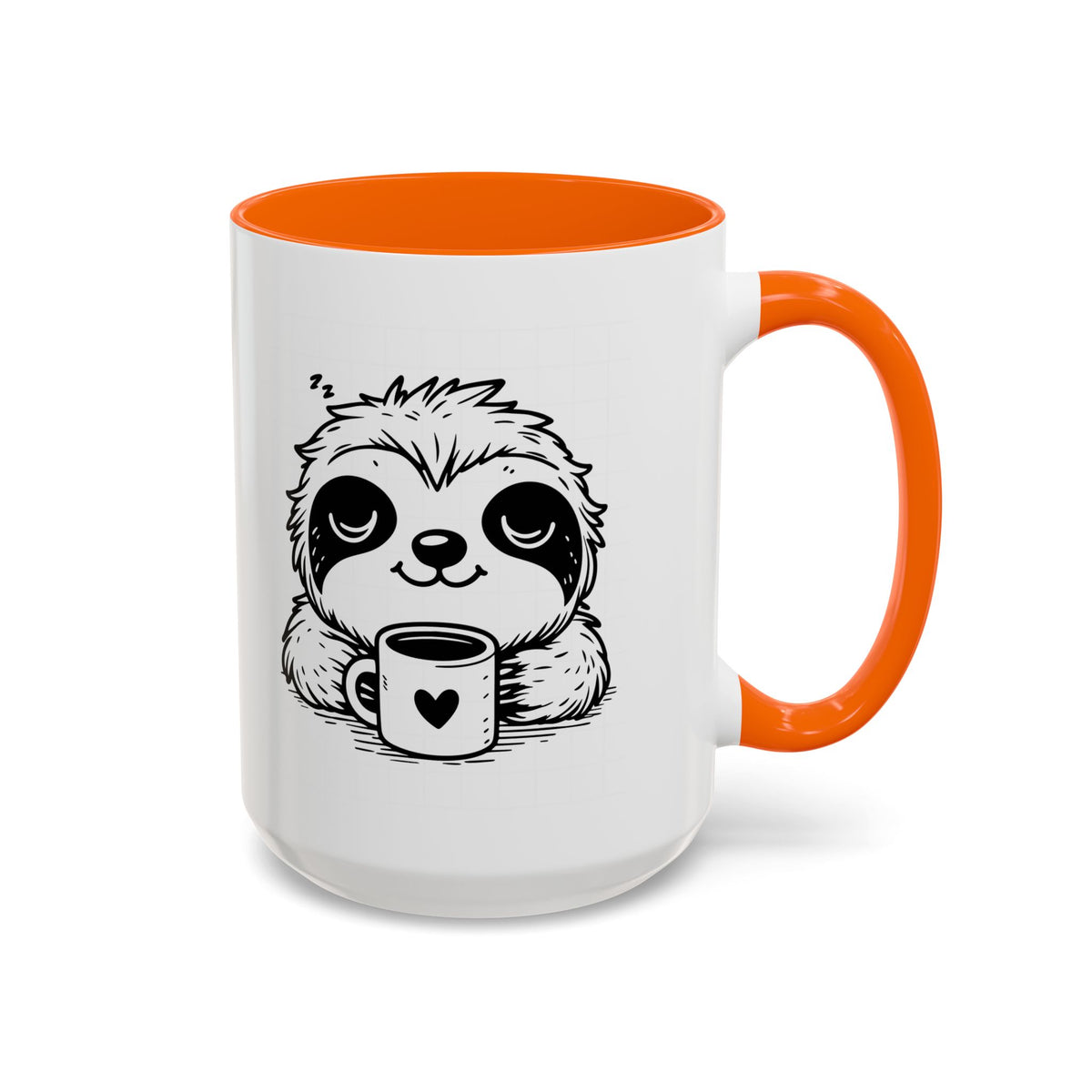 Cute Sloth Coffee Mug (Accent, 11/15oz) — Adorable Cartoon Sloth Holding Coffee Cup