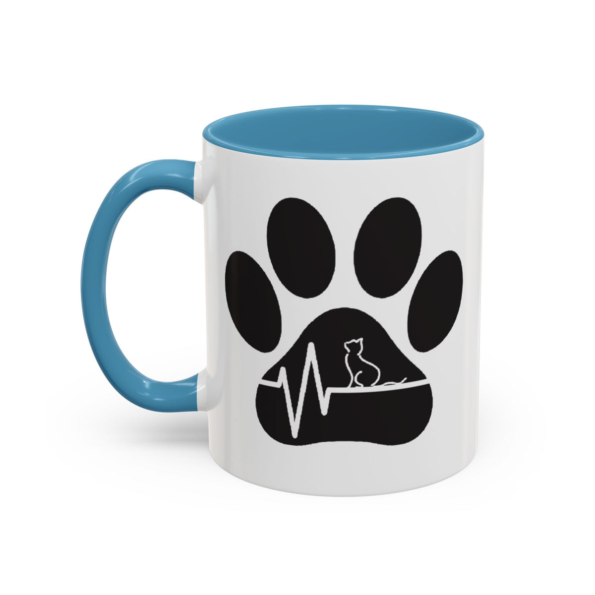 Cat Paw Heartbeat Coffee Mug — Pet Lover Accent Mug (11/15oz)