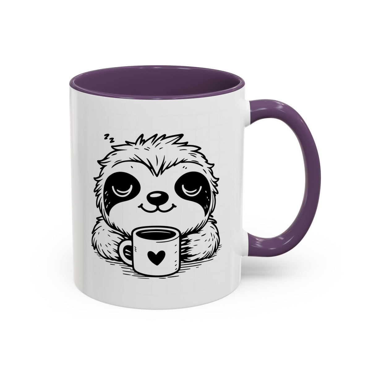 Cute Sloth Coffee Mug (Accent, 11/15oz) — Adorable Cartoon Sloth Holding Coffee Cup