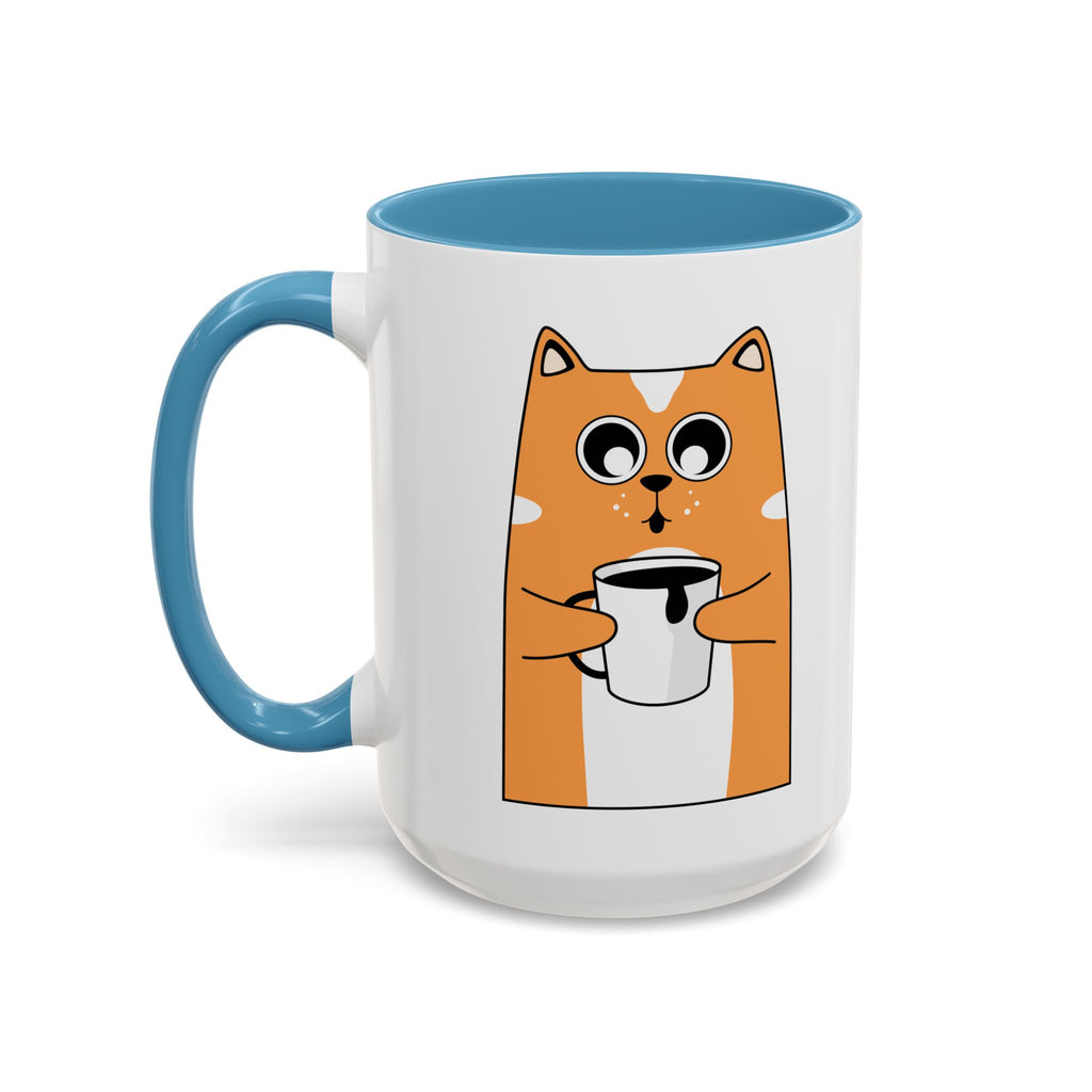 Sleepy Cat Accent Mug — 11/15oz Coffee Cup with Cat Design