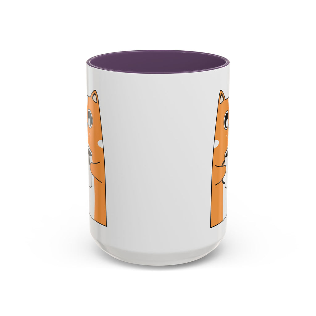 Sleepy Cat Accent Mug — 11/15oz Coffee Cup with Cat Design
