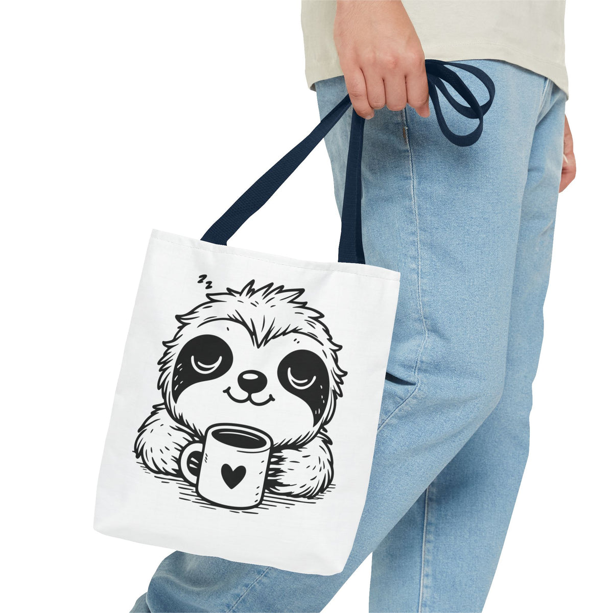 Sloth Coffee Tote Bag — Cute Relaxed Sloth Holding Mug