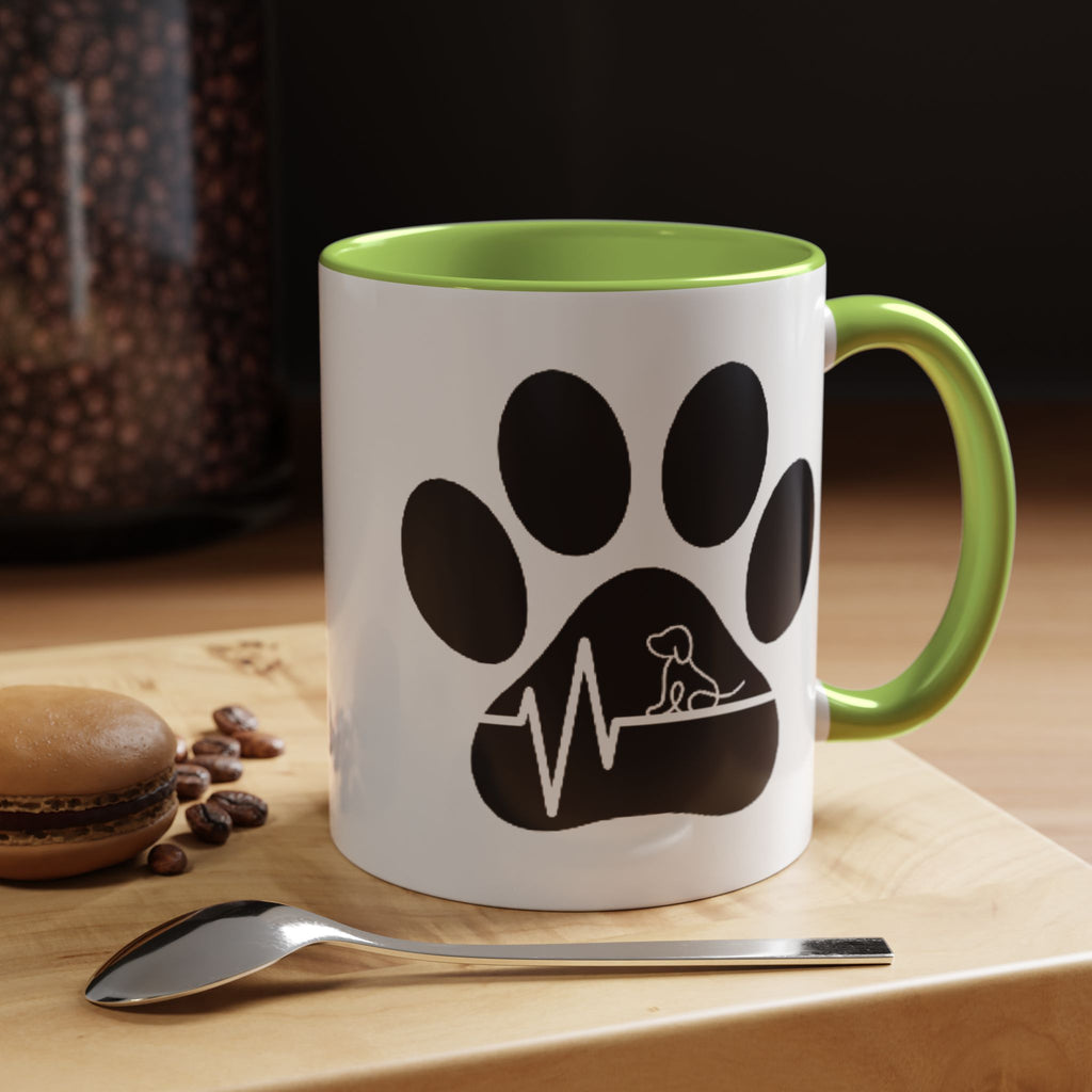 Dog Paw Heartbeat Coffee Mug — Pet Lover Accent Mug (11/15oz)