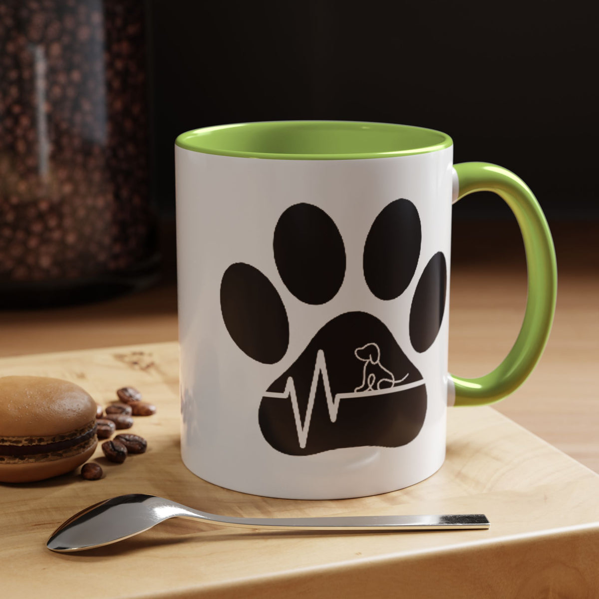 Dog Paw Heartbeat Coffee Mug — Pet Lover Accent Mug (11/15oz)