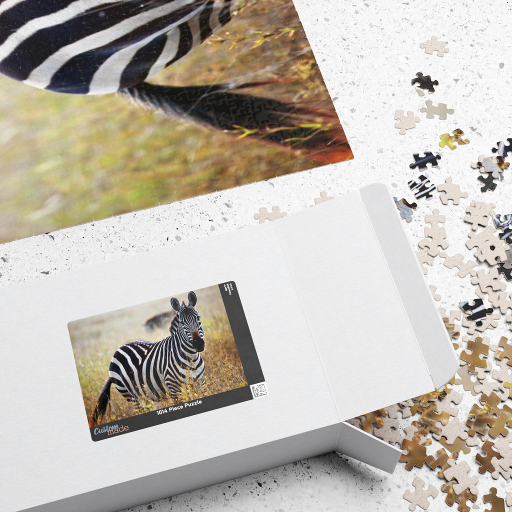 Zebra in Grassland Jigsaw Puzzle — Wildlife Photo Puzzle (110/252/520/1014 pcs)