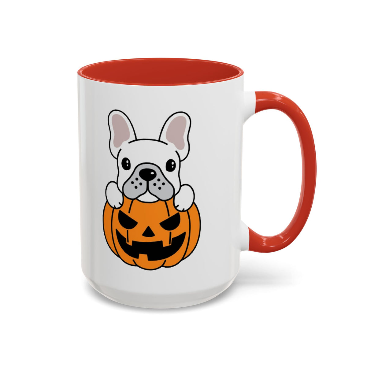 French Bulldog Halloween Coffee Mug – Cute Pup Peeking from Jack-o'-Lantern Accent Mug (11/15oz)