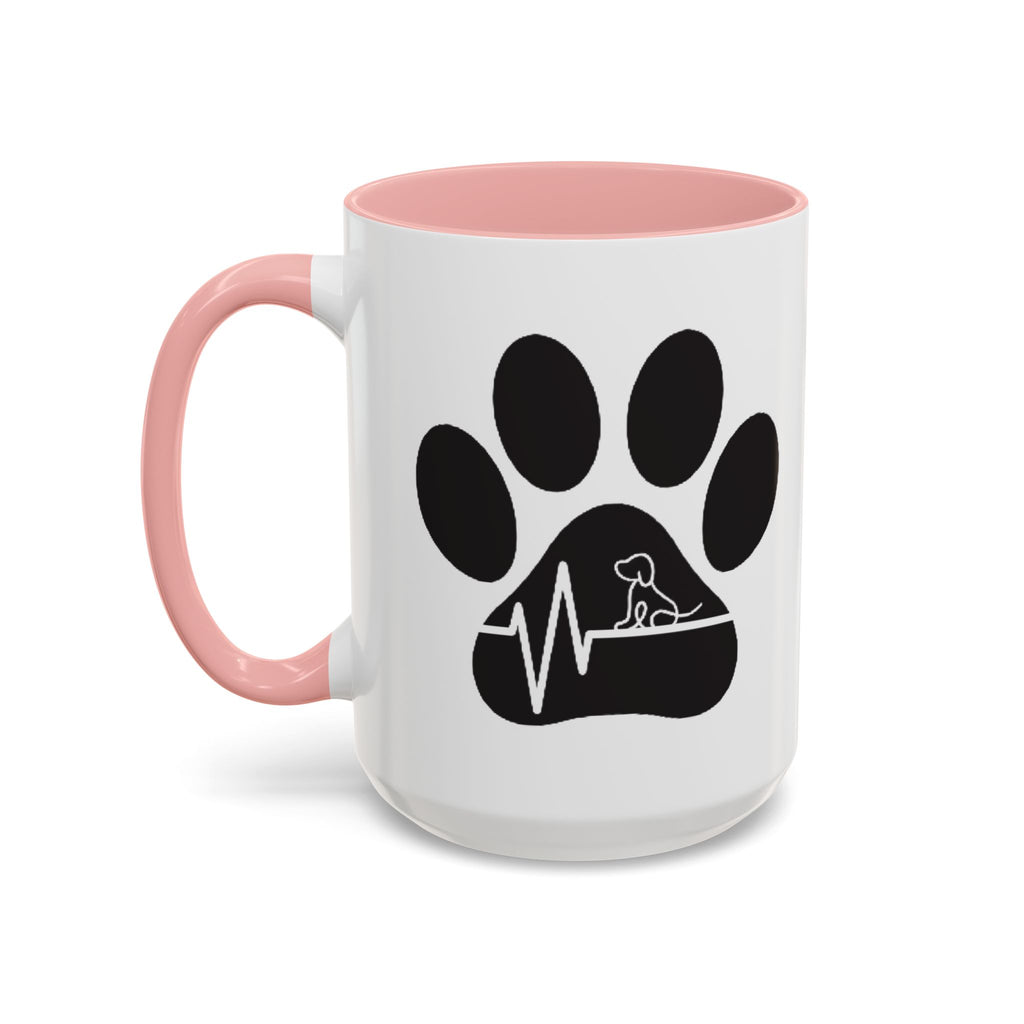 Dog Paw Heartbeat Coffee Mug — Pet Lover Accent Mug (11/15oz)