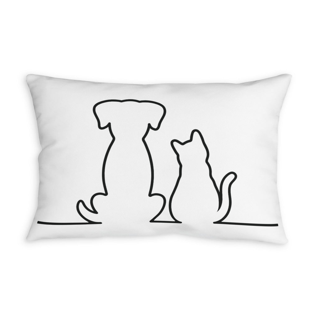 Pet Silhouette Pillowcase — Dog and Cat Line Art Decorative Throw Pillow