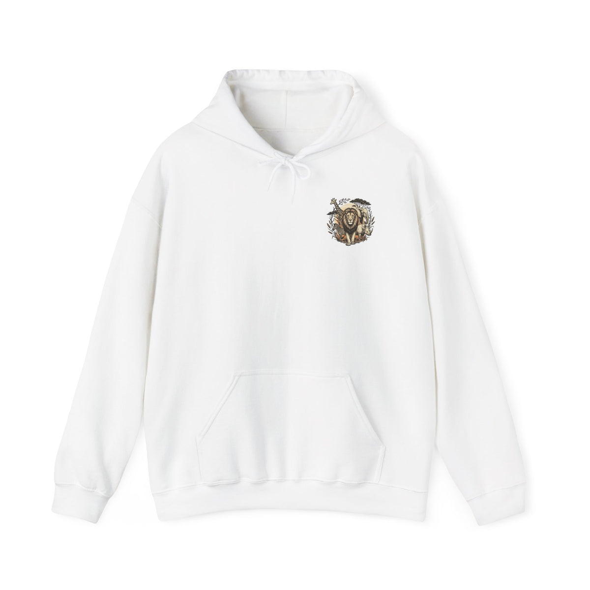 Safari Wildlife Lion Hoodie — Vintage Animal Graphic Pullover