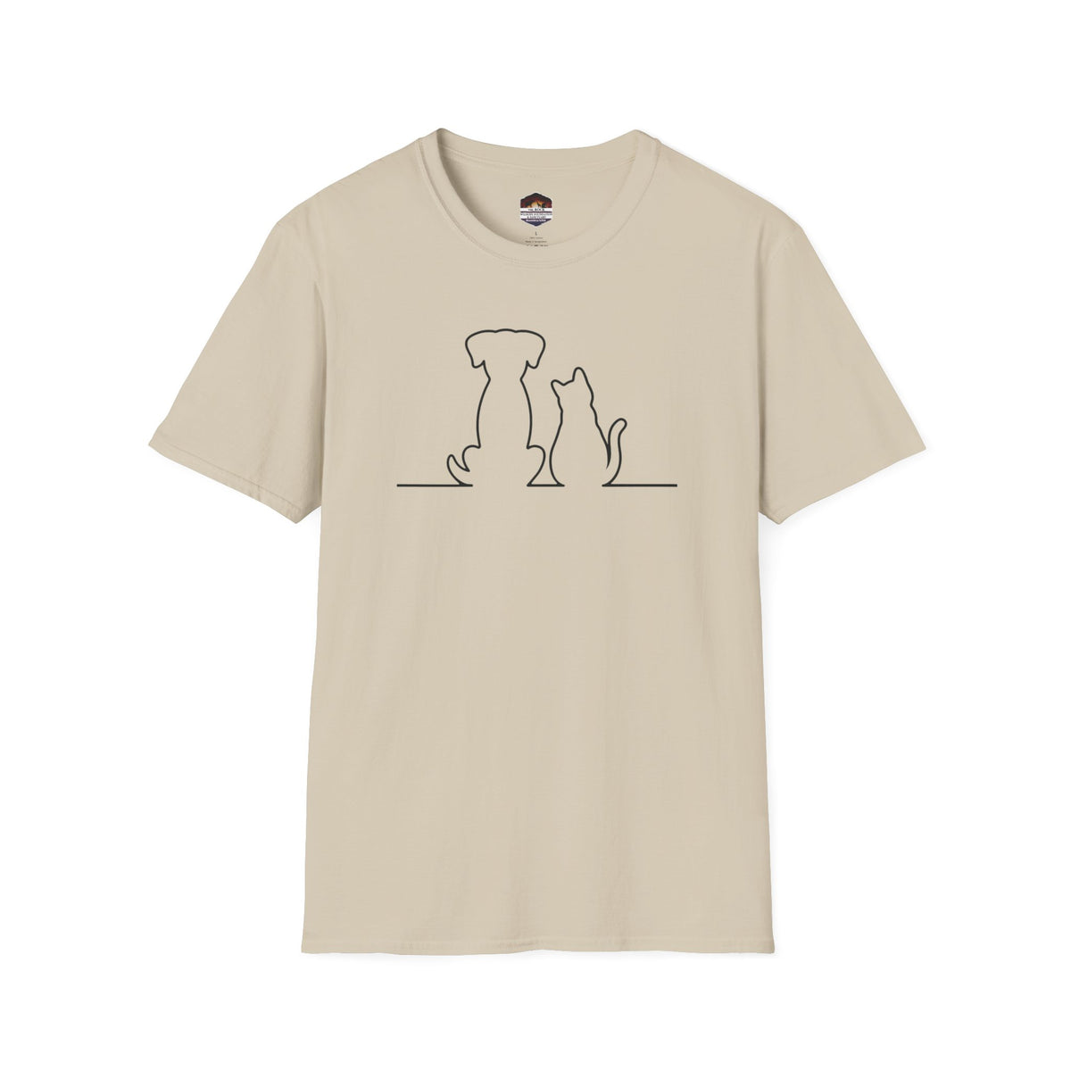 Dog and Cat Line Art T‑Shirt — Minimal Pet Silhouette Tee