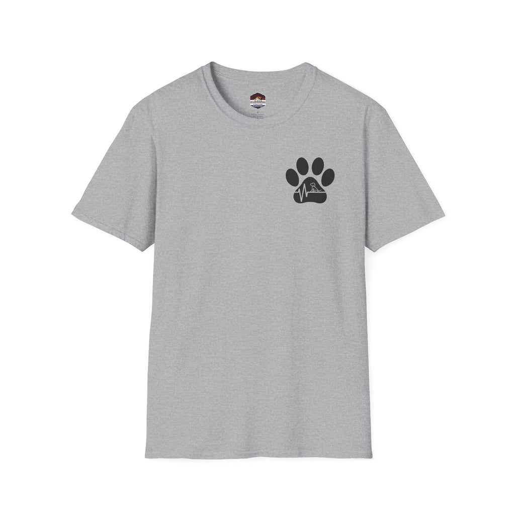 T-Shirt — Paw & Heartbeat EKG Design (Pet Lover Tee)
